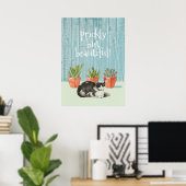 Poster Chat Et Cactus Succulents Prickly Mais Beau (Bureau à domicile)