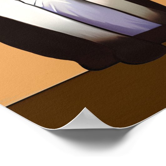 Poster Chat et chaton noir et blanc rétro moderne (Coin)