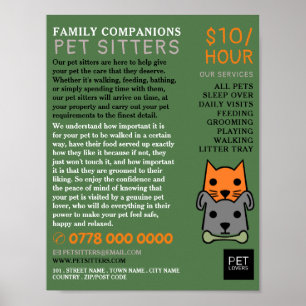 Poster Chat et chien, Service de pose d'animaux de compag