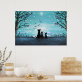 Poster Chat et chiens Coucher de soleil hivernal (Cuisine)