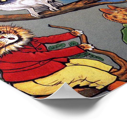 Poster Chat et Chouette, Louis Wain (Coin)