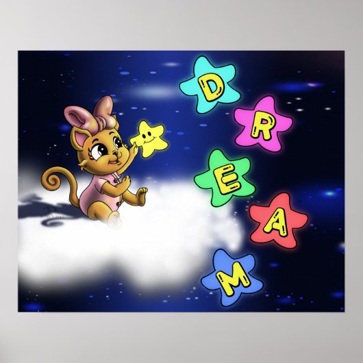 Poster Chat et Étoiles (Devant)