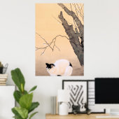 Poster Chat et fleurs de prunier - Hishida Shunso (Bureau à domicile)