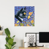 Poster "Chat et Nasturtiums" de Louis Wain (Bureau à domicile)