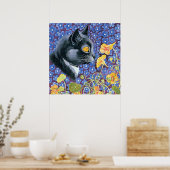 Poster "Chat et Nasturtiums" de Louis Wain (Cuisine)