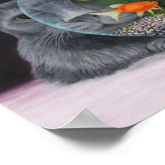 Poster Chat et pêcheur Gris Long Haïlé (Coin)