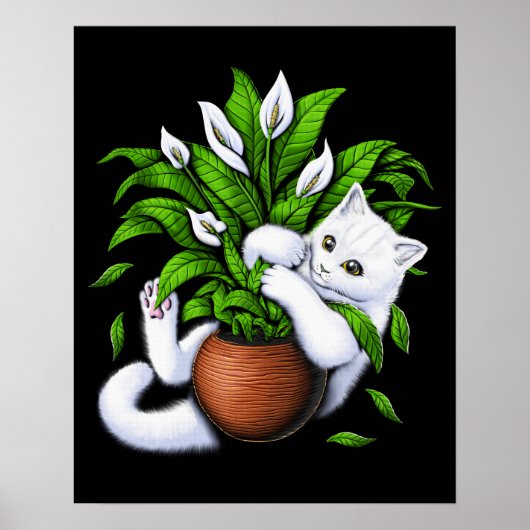 Poster Chat et Plantes de maison (Devant)
