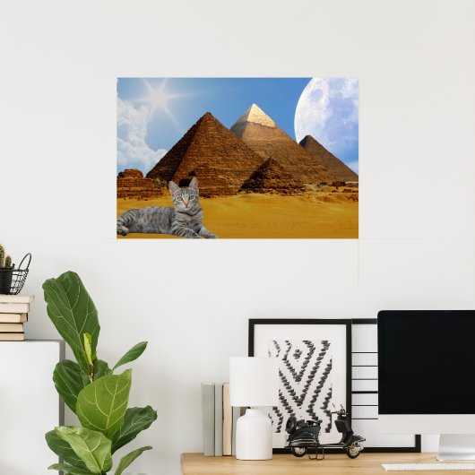 Poster Chat et Pyramide. (Bureau à domicile)