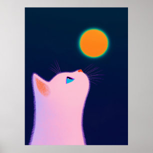 Poster Chat et soleil minimalistes