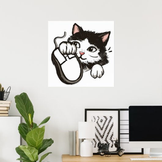 Poster Chat et souris (Bureau à domicile)