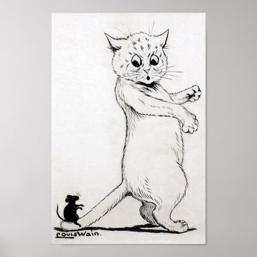 Poster Chat et Souris, Louis Wain (Devant)