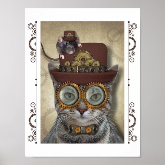 Poster Chat et souris Steampunk (Devant)