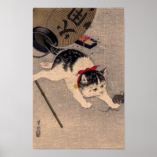 Poster Chat et Souris Vintage par Ohara Koson