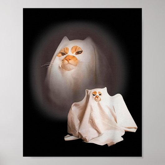 Poster Chat fantôme Chat fantôme drôle de chat mème Hallo (Devant)
