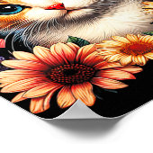 Poster Chat Fleur Rétro Amour Art Kitten Avec Fleurs Anim (Coin)