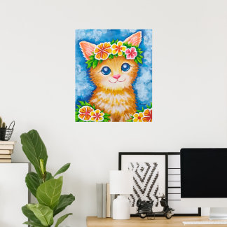 Poster Chat Floral★