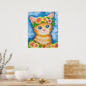 Poster Chat Floral★ (Cuisine)