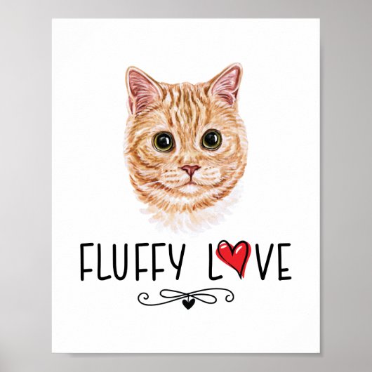 Poster Chat Fluffy Love Kitty Meow Portrait (Devant)