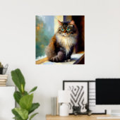 Poster Chat forestier norvégien (Bureau à domicile)