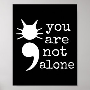 Poster Chat Forme Semicolon Cadeau de Prévention du Suici