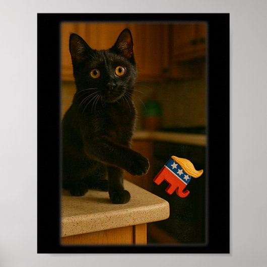 Poster Chat Frapper Trump De La Table De Comptoir Ledge D (Devant)