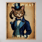 Poster Chat Funny Steampunk En Veste bleue (Devant)