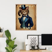 Poster Chat Funny Steampunk En Veste bleue (Bureau à domicile)