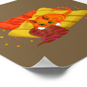 Poster chat gingembre géométrique détendu sur coussin (Coin)