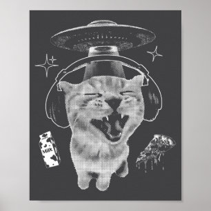 Poster Chat Gnarp Mème Drôle de Chat Alien Cerveau Pourri