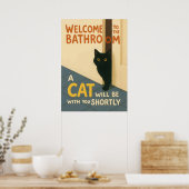 Poster Chat Gras Bienvenue Salle de Bain Cc (Cuisine)