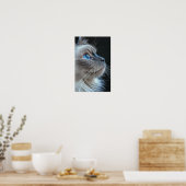 Poster Chat gris aux yeux bleus (Cuisine)
