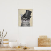 Poster Chat gris avec chapeau supérieur (Cuisine)