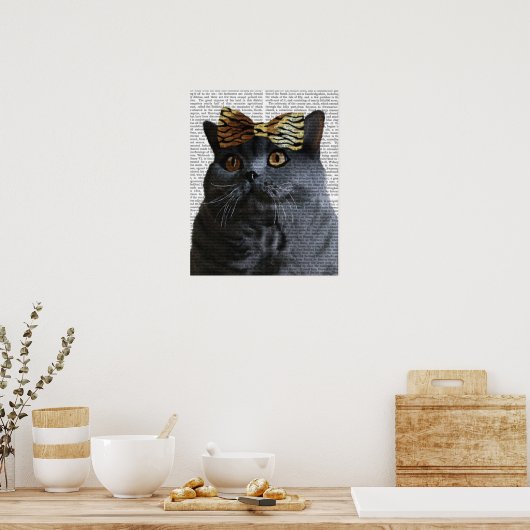 Poster Chat gris avec chèvre léopard (Cuisine)