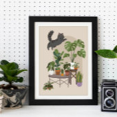 Poster Chat Gris Coquin & Jungle de Monstera