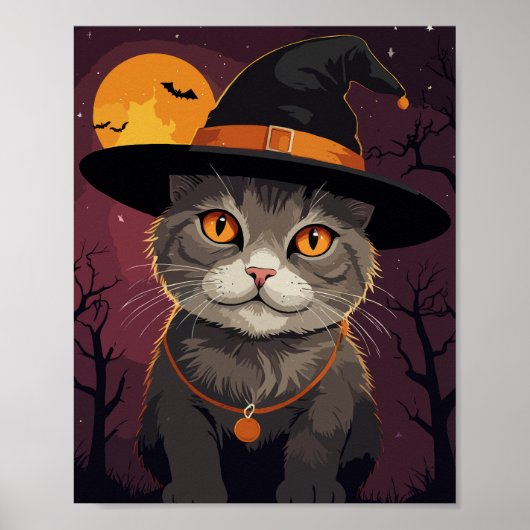 Poster Chat gris-hallown (Devant)