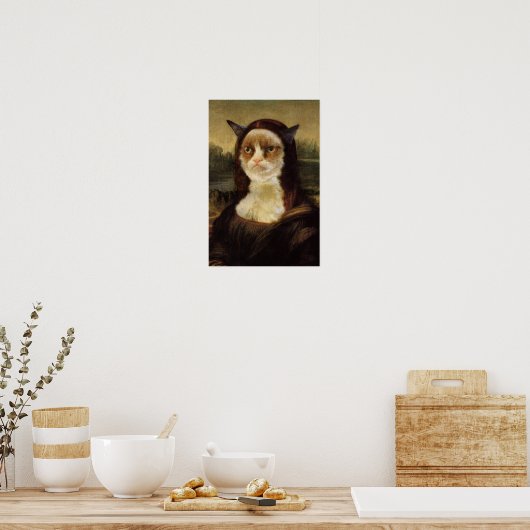 Poster Chat Grumpy Mona Lisa (Cuisine)