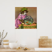 Poster chat habillé et aquarium (Cuisine)