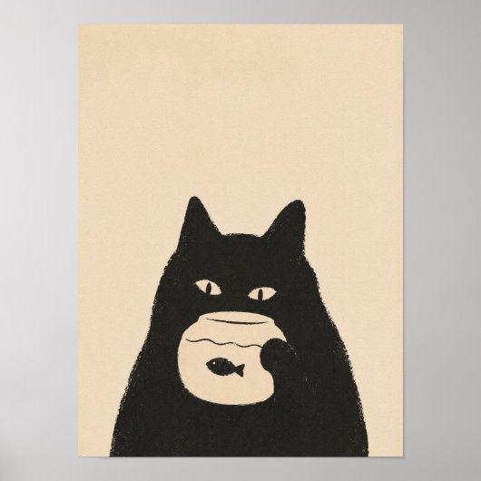 Poster chat humeur poisson boule (Devant)