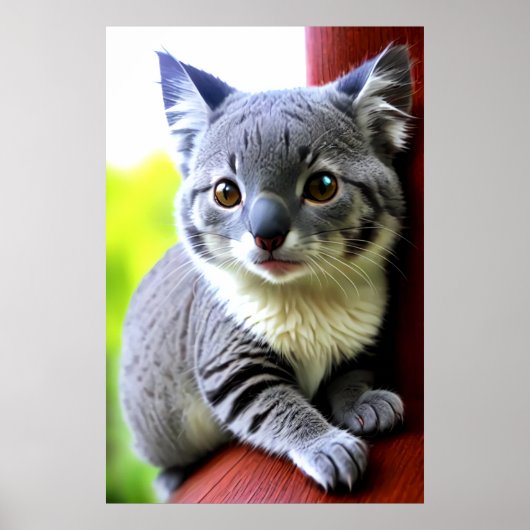 Poster Chat hybride cool et adorable Koala | Art AI (Devant)