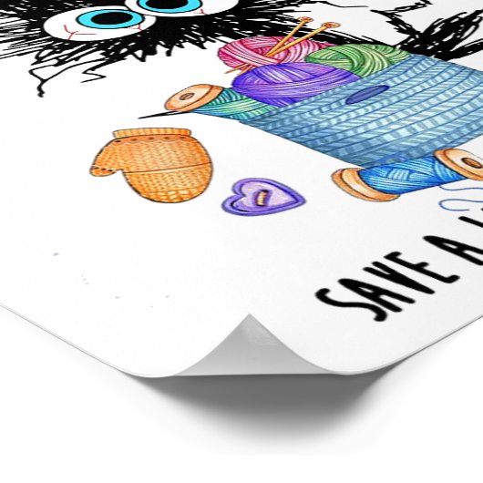 Poster Chat I Crochet Donc je n'étouffe pas les gens sauv (Coin)