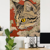 Poster Chat Inspiré du Japon (Bureau à domicile)