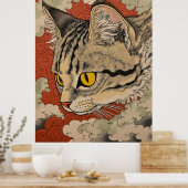 Poster Chat Inspiré du Japon (Cuisine)