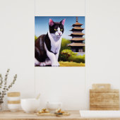Poster Chat japonais Bobtail (Cuisine)