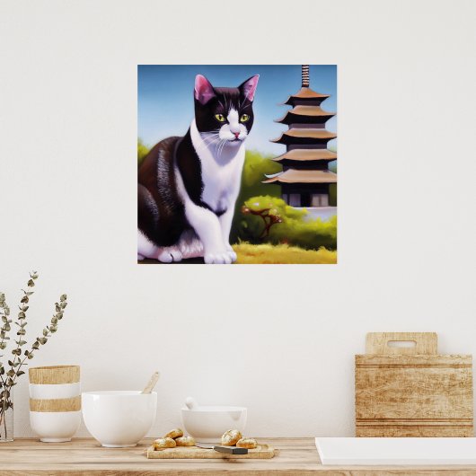Poster Chat japonais Bobtail (Cuisine)