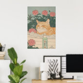 Poster Chat Japonais Imprimé Tabby Gingembre dans la Sall (Bureau à domicile)