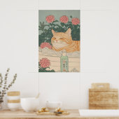 Poster Chat Japonais Imprimé Tabby Gingembre dans la Sall (Cuisine)