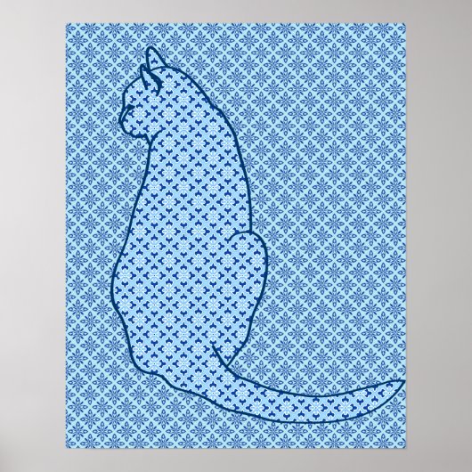 Poster Chat japonais - Kimono bleu (Devant)