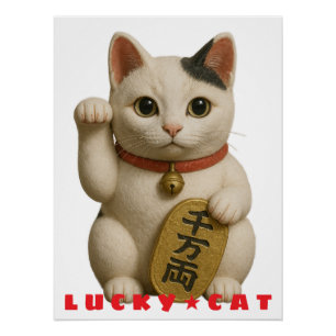 Poster Chat japonais Lucky Charm