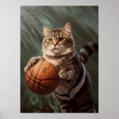 Poster Chat Jouant Au Basket (Devant)