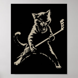 Poster Chat jouant au hockey sur glace Chat drôle jouant